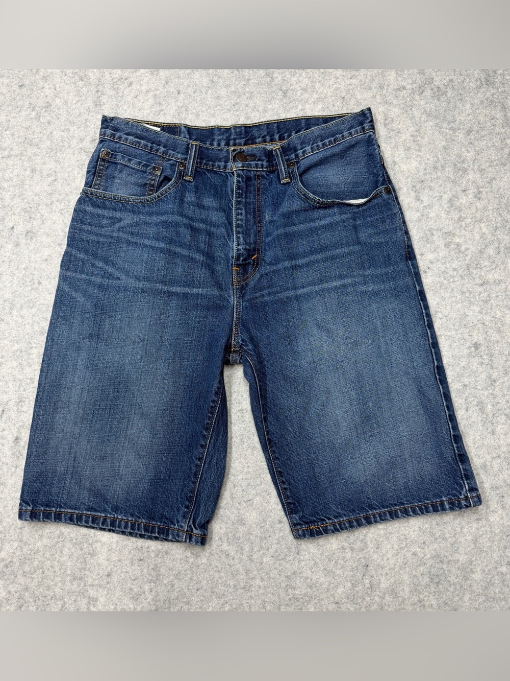 Levi's 569 Loose Straight Denim Shorts Mens W32 Medium Wash Blue Jorts Y2K Baggy